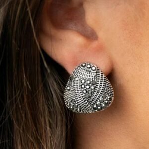 Clip On Elegant Silver Stud Earrings